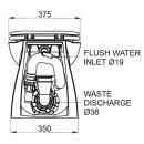 Jabsco 58220-1012 Deluxe Flush WC con pompa di risciacquo, 17" con schienale smussato, 12V