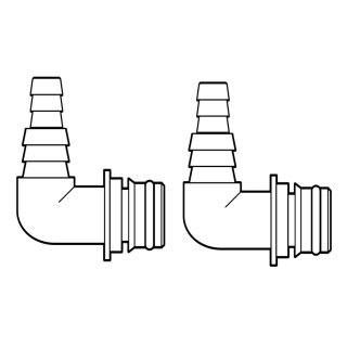 Flojet 20381024 Kit dorifice (2 pièces), raccord de pompe x 10/13mm (3/8" et 1/2") raccord de tuyau, coudé à 90°, EPDM