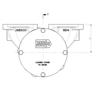Jabsco 22040-0701S Bronzen waaierpomp, flensuitvoering, grootte 270, vierkante flensaansluitingen met 57 mm ID, 1/1, NEO
