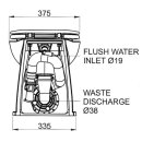 Jabsco 58240-2024 Deluxe Flush WC avec pompe de chasse, 17" avec dos vertical, 24V