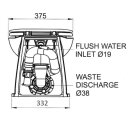 Jabsco 58080-3012 Deluxe Flush WC con valvola a solenoide, 14" , con schienale verticale, chiusura soft, 12V
