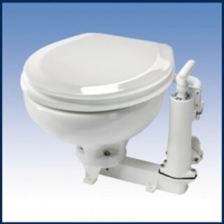 RM69 RM103.W Standard marine toilet, large bowl, wooden seat and lid (white), white handle