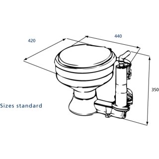 RM69 RM104.R Chiusura a baionetta WC standard, set di vaso e sedile in plastica (bianco), maniglia rossa