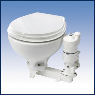 RM69 RM107 Elektrische Toilette, kleines Becken, Holz Sitzgarnitur (weiß), 12V